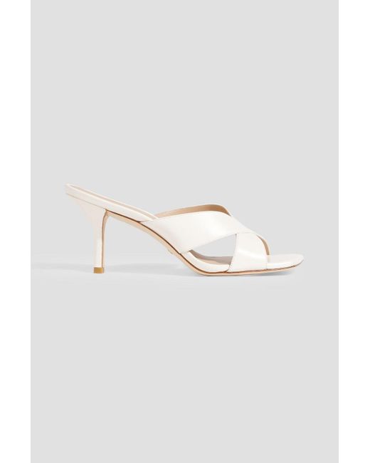 Stuart Weitzman White Carmen 75 Leather Mules