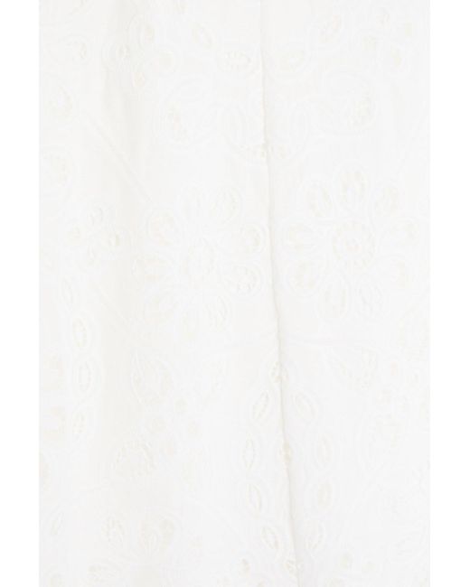 Zimmermann White Broderie Anglaise Cotton Midi Skirt