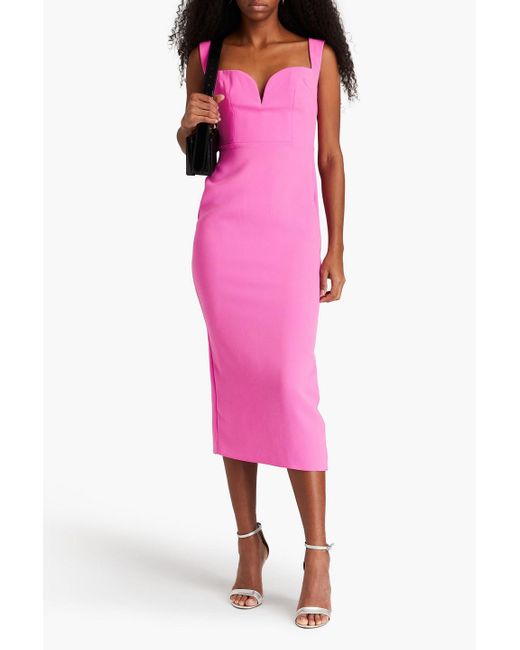 Alex Perry Pink Crepe Midi Dress