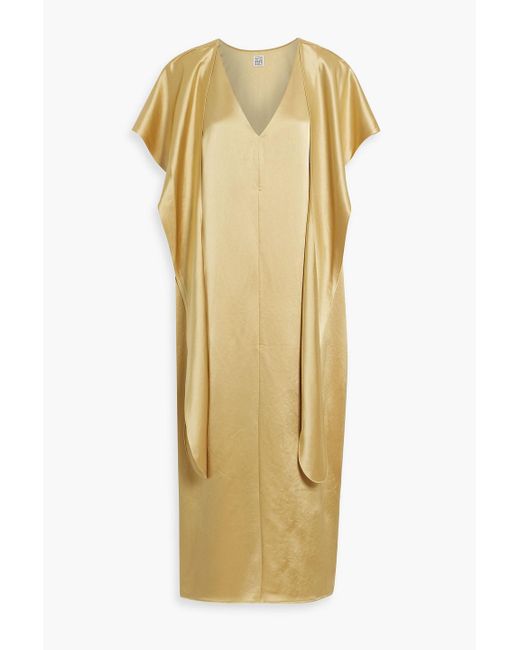 Totême  Yellow Draped Satin Maxi Dress
