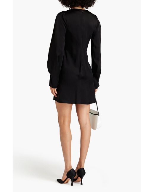 Victoria Beckham Black Minikleid aus glänzendem crêpe mit falten