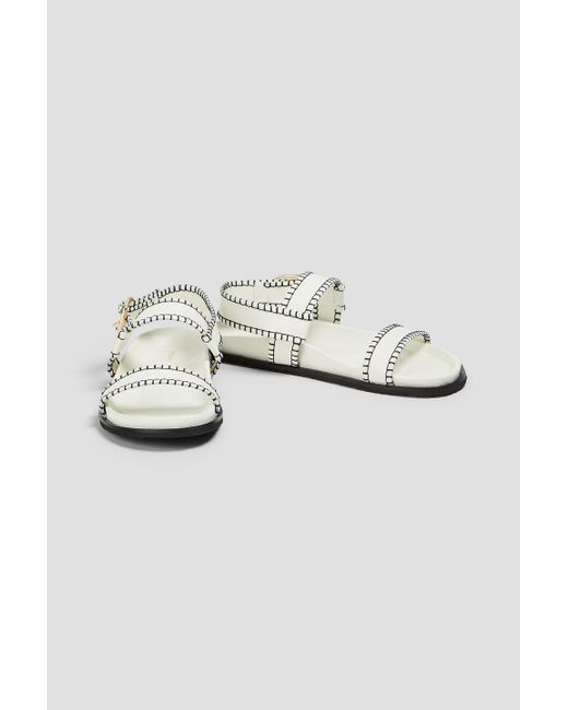FRAME White Le Marcel Whipstitched Leather Sandals