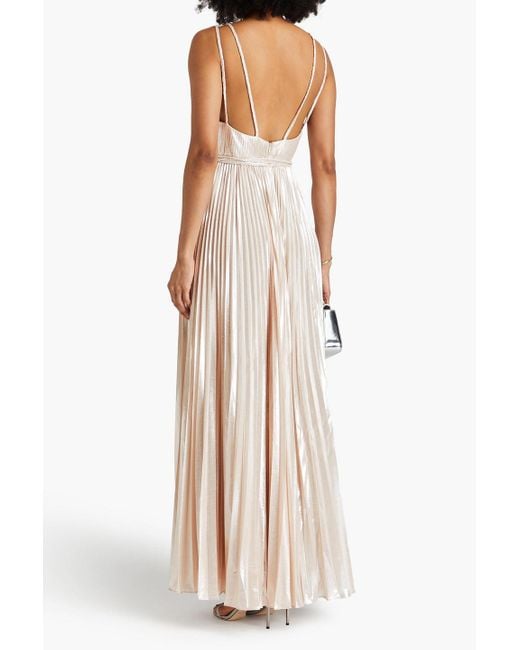 Halston Heritage White Ace Pleated Chiffon Gown