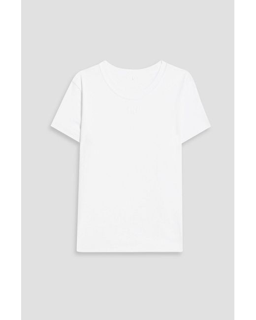 T By Alexander Wang White Cropped Logo-print Cotton-jersey T-shirt