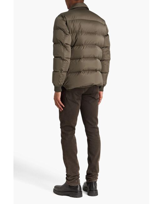 Tom Ford Brown Leather-Trimmed Quilted Padded Shell Down Jacket for men