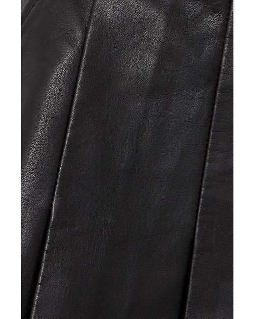 Sea Black Lilia Pleated Leather Mini Skirt