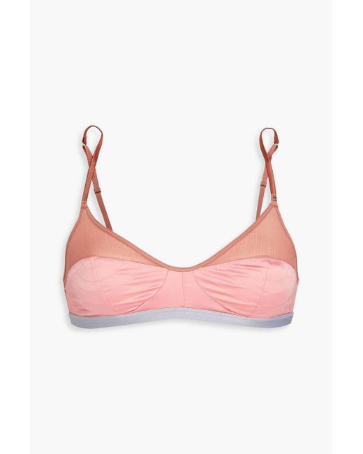 LoveStories Pink Celia Crepon-paneled Satin Bra