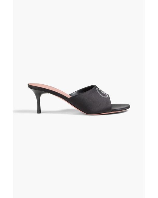 AMINA MUADDI Black Bella Crystal-Embellished Satin Mules