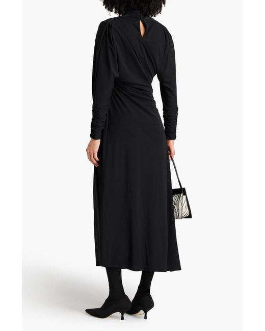 Nicholas Black Ruched Jersey Midi Dress