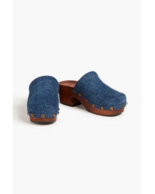 Chloé Blue Aurna Studded Denim Clogs