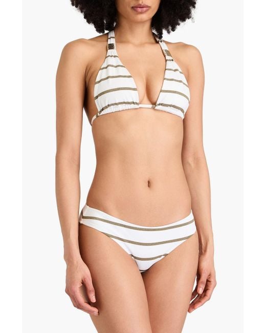 Heidi Klein White St Tropez Metallic Striped Low-rise Bikini Briefs