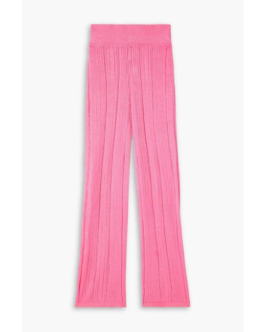 Cult Gaia Pink Savannah Ribbed-knit Straight-leg Pants