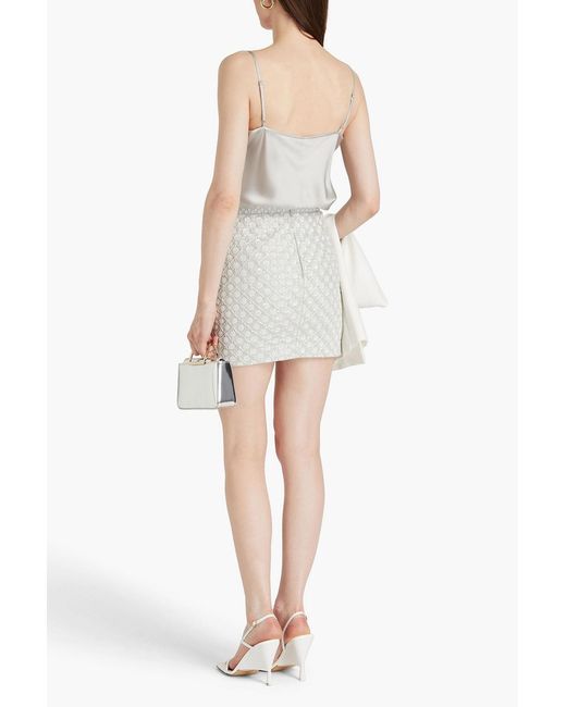 Andrew Gn White Embellished Linen-blend Mini Skirt
