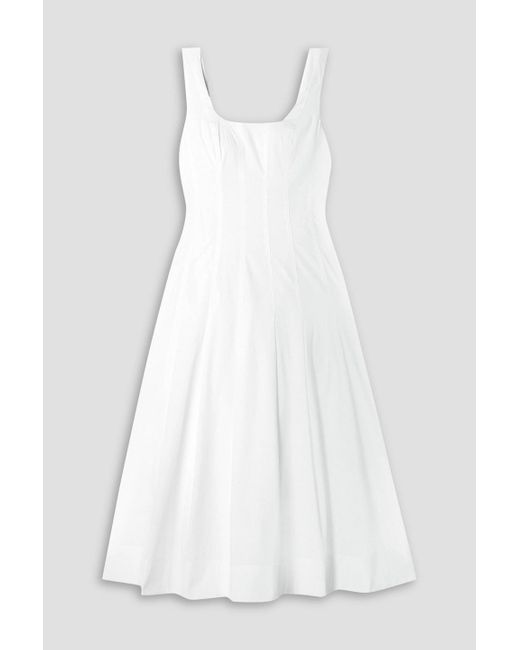 Veronica Beard White Jolie Stretch-cotton Poplin Midi Dress