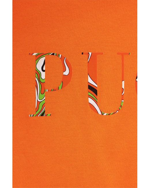 Emilio Pucci Orange Appliquéd Cotton-jersey T-shirt