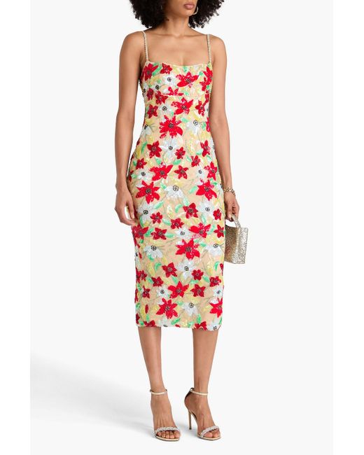 Rachel Gilbert Red Thea midikleid aus tüll mit verzierung