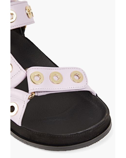 Sandro Black Nelias Eyelet-embellished Leather Slingback Sandals