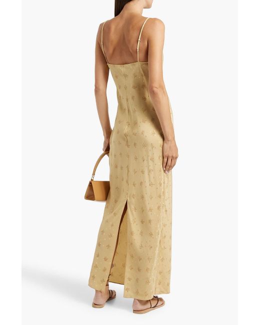 FRAME Metallic Floral-print Silk-satin Jacquard Maxi Slip Dress