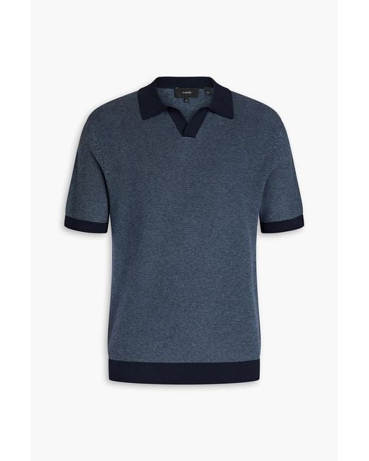 Vince Blue Cotton And Cashmere-Blend Polo Shirt for men