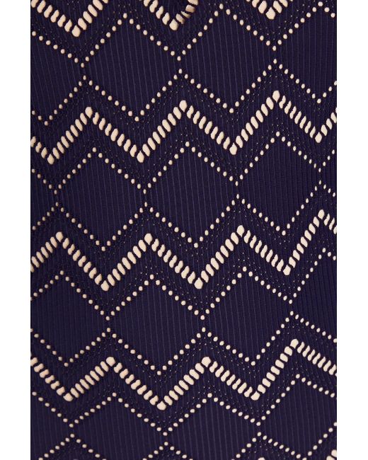 Zimmermann Blue Pointelle-knit Halterneck Swimsuit