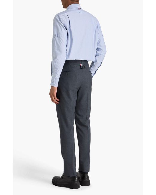 Thom Browne Blue Wool-Blend Pants for men