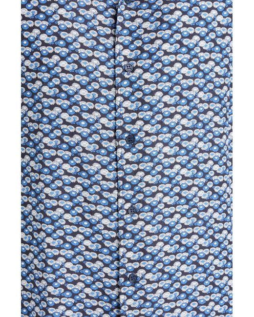 Orlebar Brown Blue Hibbert Floral-Print Piqué Shirt for men
