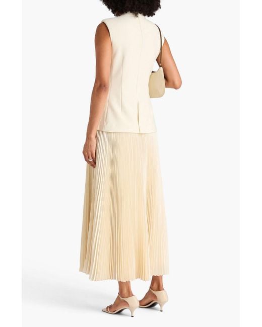 Jonathan Simkhai Natural Georgina Layered Satin And Twill Midi Dress