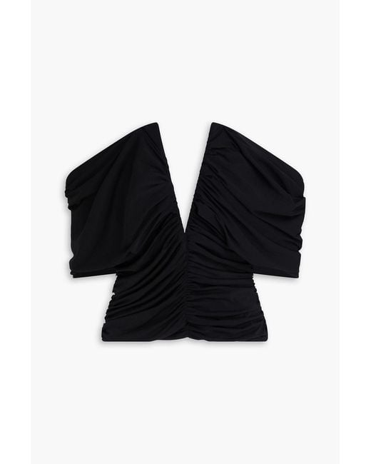 Magda Butrym Black Off-the-shoulder Ruched Jersey Top