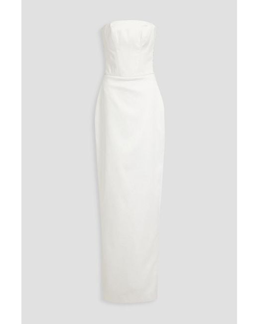 Rasario White Strapless Twill Maxi Dress