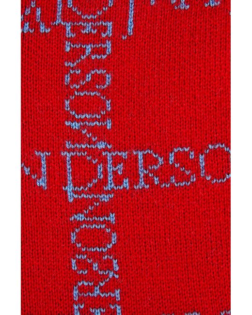 J.W. Anderson Red Embellished Jacquard-knit Snood for men