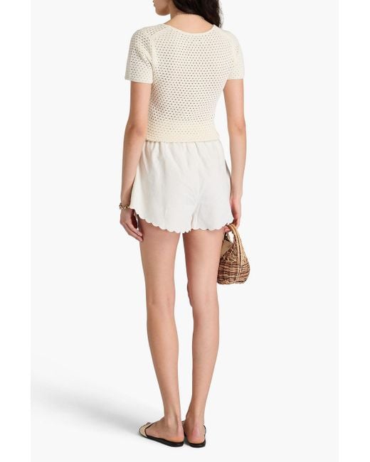 Victoria Beckham White Shorts aus einer leinen-baumwollmischung mit muschelsaum