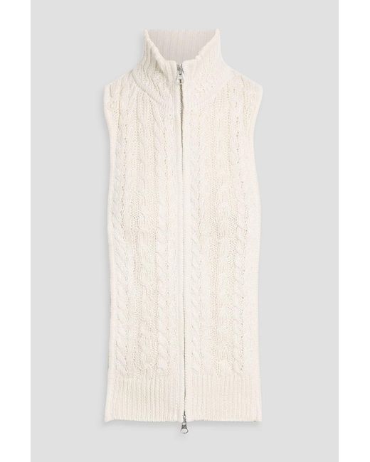 Veronica Beard Natural Zander Cable-Knit Linen And Silk-Blend Dickey