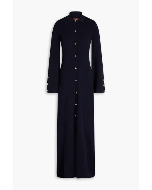 Altuzarra Blue Leopold Wool-Blend Maxi Shirt Dress