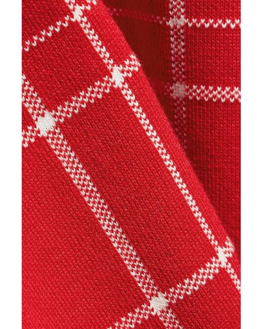 Jacquemus Red Carro Checked Merino Wool-Blend Half-Zip Sweater for men