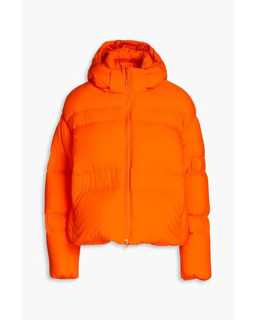 Y-3 Orange Quilted Shell Hooded Down Jacket