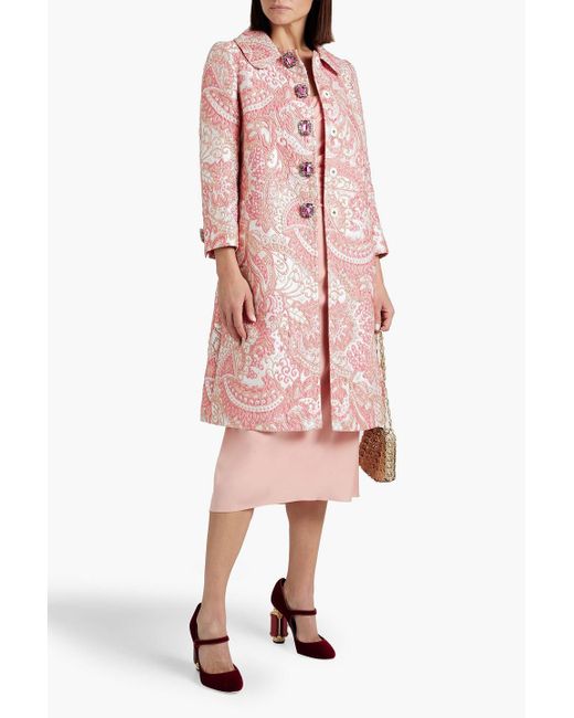 Dolce & Gabbana Pink Metallic Brocade Coat