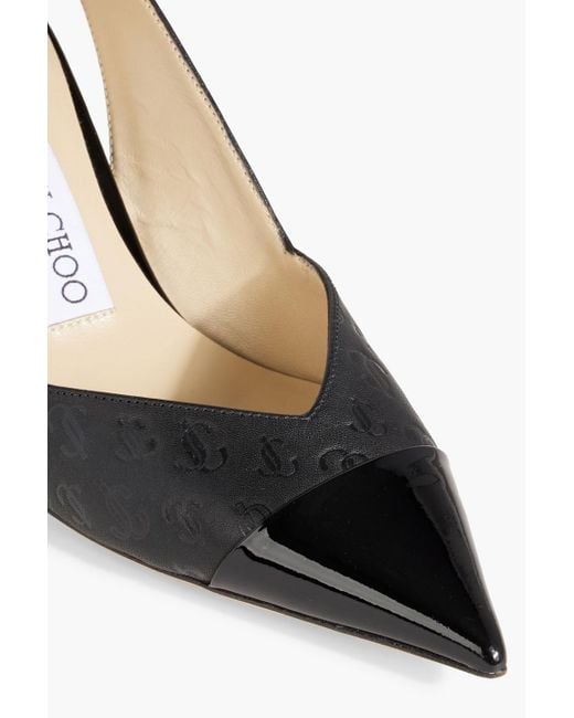 Jimmy Choo Black Liya 65 Embossed Smooth And Patent-leather Slingback Pumps