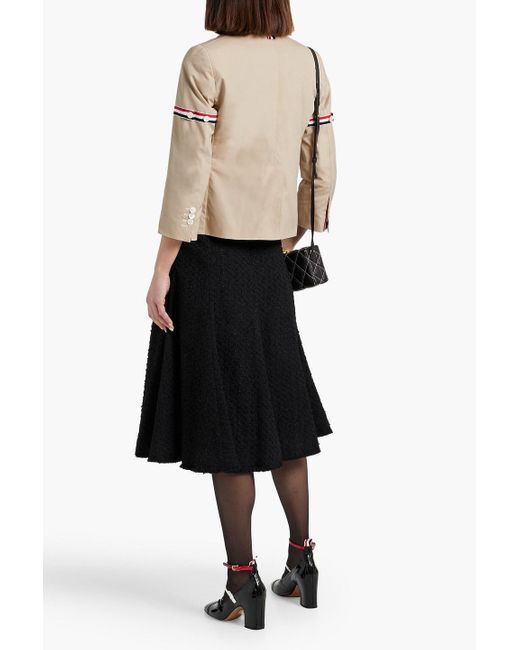 Thom Browne Black Frayed Cotton-Blend Bouclé-Tweed Midi Skirt