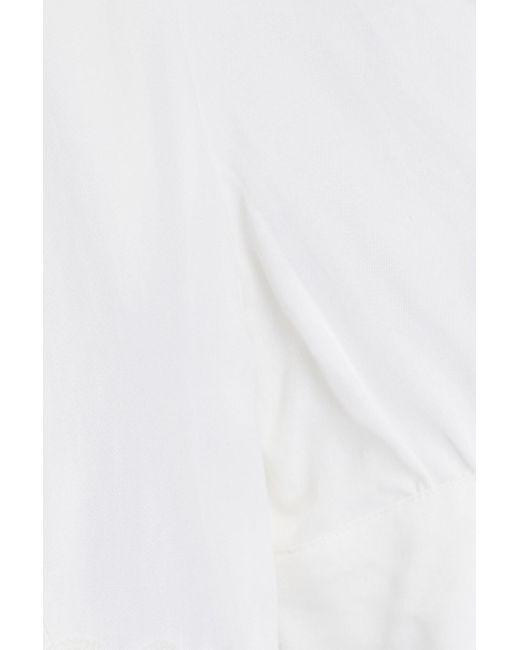Claudie Pierlot White Corded Lace-paneled Woven Midi Dress