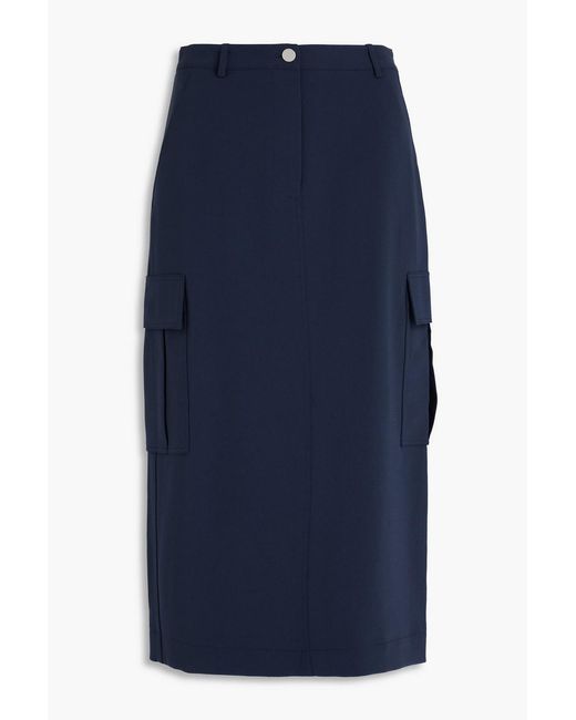 Theory Blue Crepe Midi Skirt
