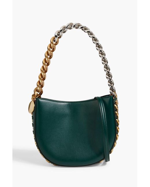Stella McCartney Green Frayme Faux Leather Shoulder Bag