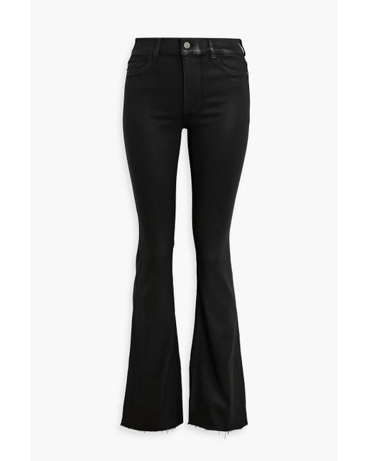 DL1961 Black Bridget Coated High-rise Bootcut Jeans