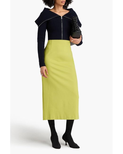Tibi Yellow Jersey Midi Skirt