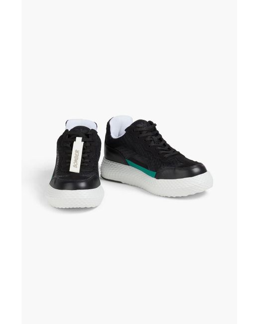 Emporio Armani Black Mesh And Leather Sneakers for men