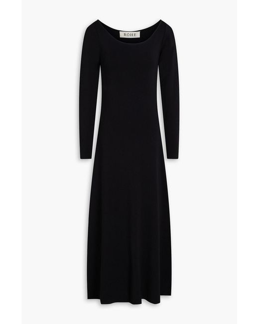 Rohe Black Off-The-Shoulder Knitted Midi Dress