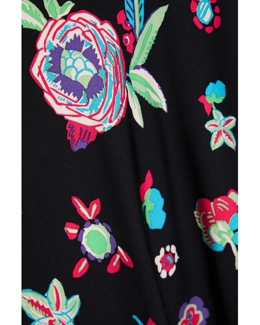 Diane von Furstenberg Black Krisa Floral-print Crepe De Chine Maxi Wrap Skirt