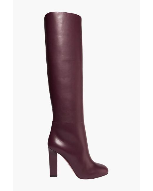 Victoria Beckham Purple Rise Leather Knee Boots