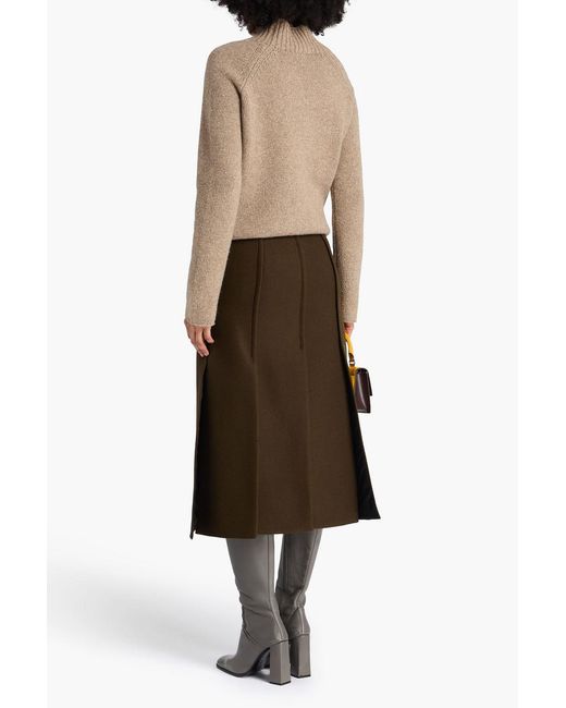 Claudie Pierlot Natural Intarsia Wool And Silk-blend Turtleneck Sweater