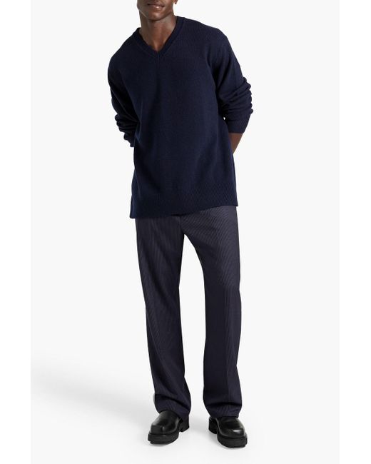 Acne Blue Pinstriped Wool Pants for men