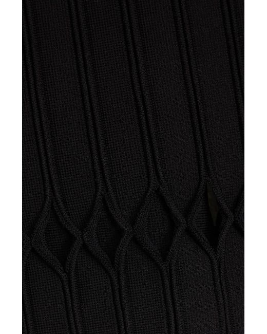 Aje. Black Ney Cropped Cutout Ribbed-knit Top
